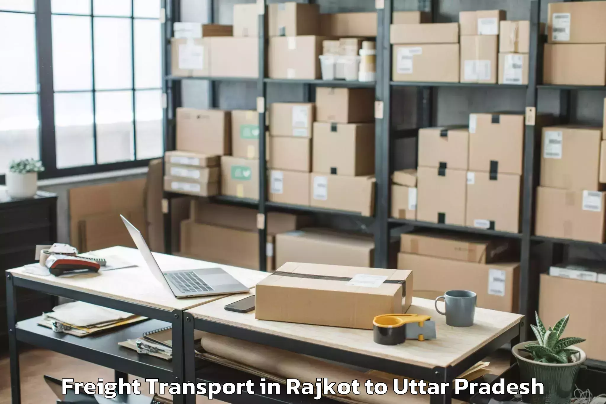 Book Rajkot to Pukhrayan Freight Transport Online